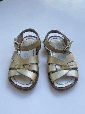 Sun San/Saltwater Swimmer Gold Leather Waterproof Sandals Toddler Size 5